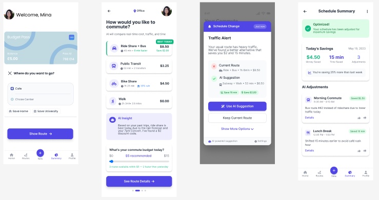 PolyTrip final prototype screens